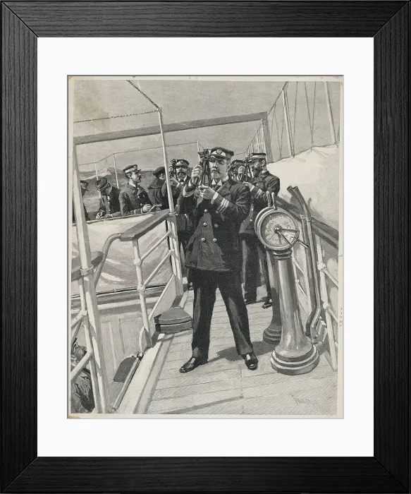 Framed Print : Ship Captain and Officers Using Sea Compasses Framed Print : Ship Captain and Officers Using Sea Compasses