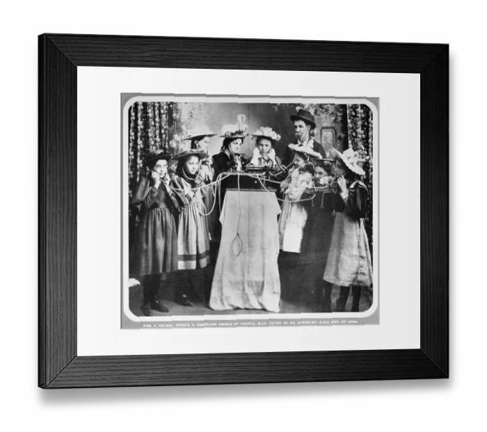 Framed Print : Group Listens to Juke Box Framed Print : Group Listens to Juke Box