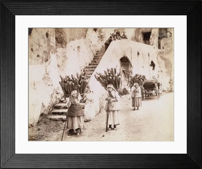 Framed Print : Village Woman Carrying Products on Their Backs Framed Print : Village Woman Carrying Products on Their Backs