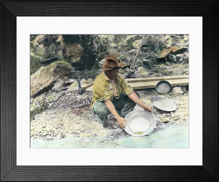 Framed Print : Miner Panning For Gold Framed Print : Miner Panning For Gold