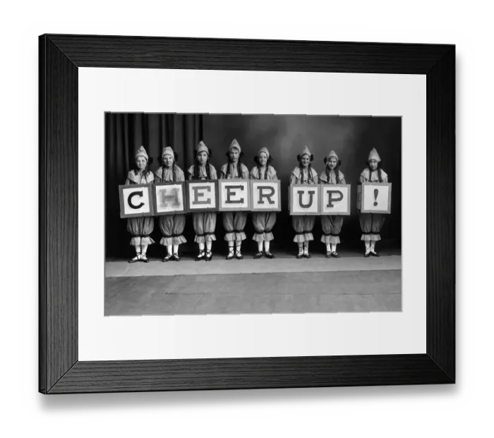 Framed Print : Girls Holding Cheer Up! Letters Framed Print : Girls Holding Cheer Up! Letters