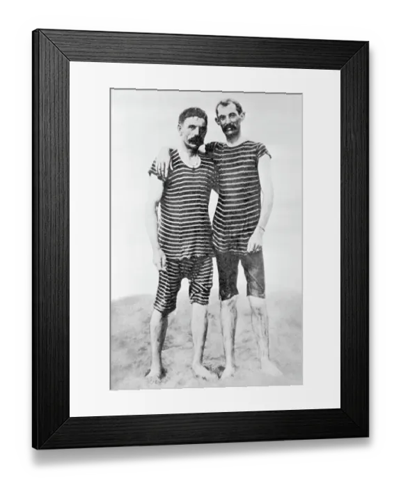 Framed Print : Men Wear Long Bathing Suits Framed Print : Men Wear Long Bathing Suits