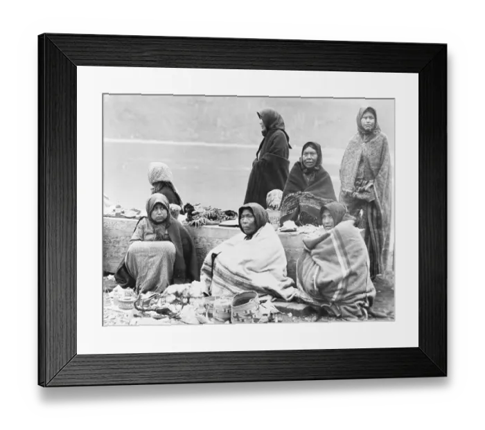 Framed Print : Tlingit Women Selling Basketry Framed Print : Tlingit Women Selling Basketry