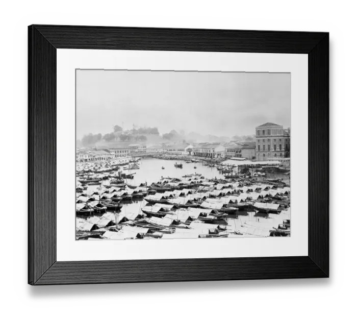 Framed Print : Aerial View of Boat Quai of Singapore Framed Print : Aerial View of Boat Quai of Singapore