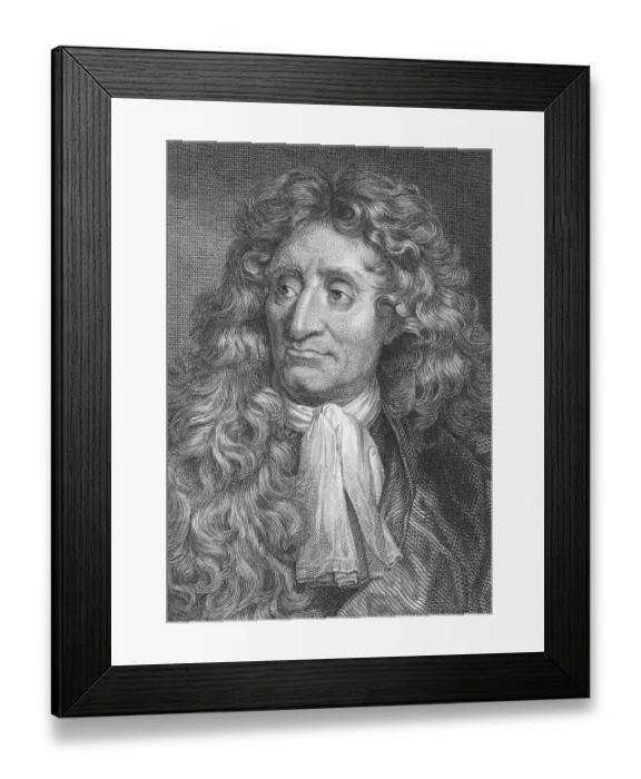Framed Print : Engraving by Cosmo Armstrong after a Portrait of Jean de la Fontaine by Hyacinthe Rigaud