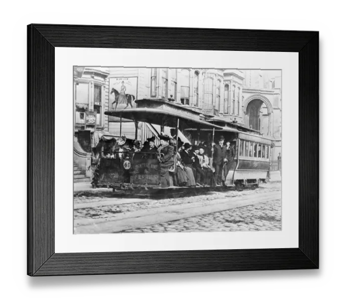 Framed Print : Passengers Riding Cable Car Framed Print : Passengers Riding Cable Car