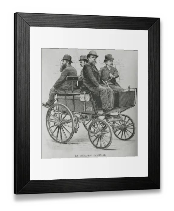Framed Print : Electric Car Patented in London Framed Print : Electric Car Patented in London