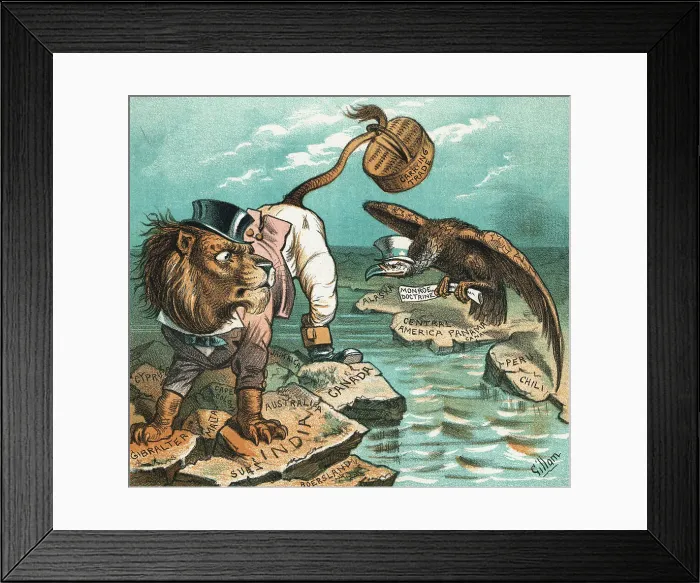 Framed Print : Political Cartoon Depicting Foreign Affairs Framed Print : Political Cartoon Depicting Foreign Affairs