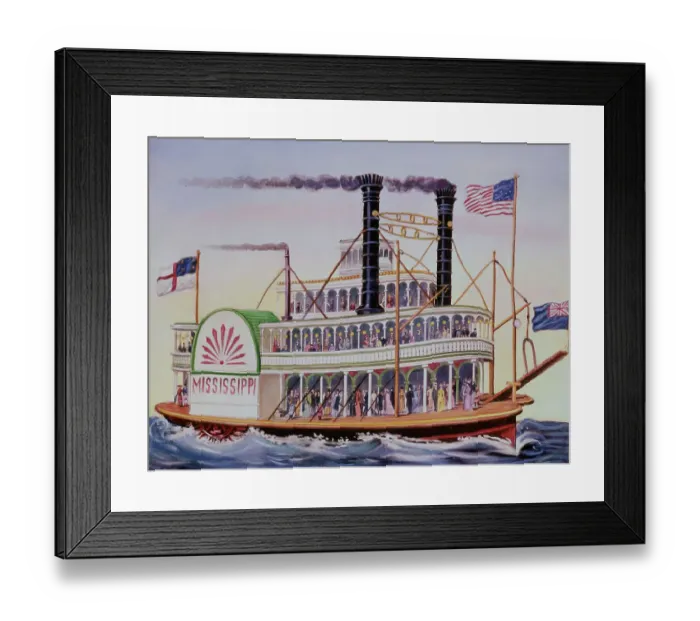 Framed Print : People Riding Excursion Steamer Mississippi Framed Print : People Riding Excursion Steamer Mississippi