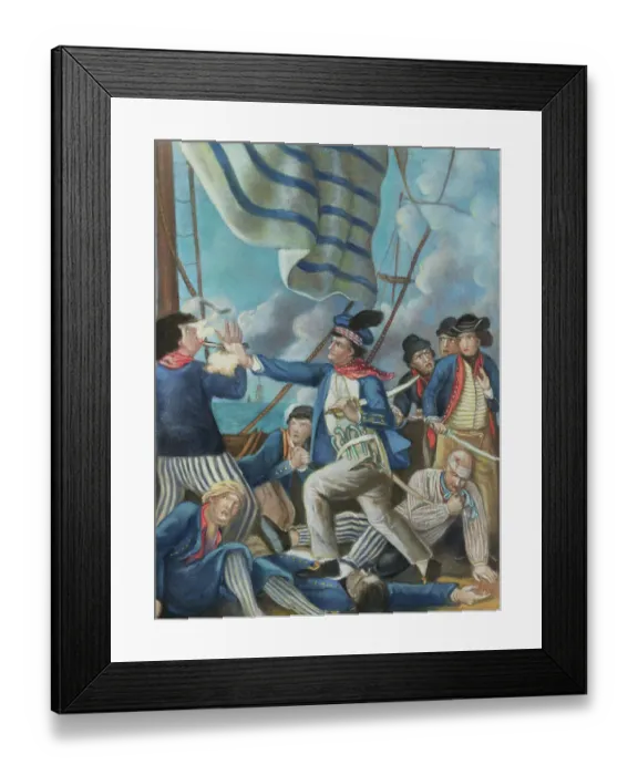 Framed Print : John Paul Jones Slaying Sailor on Board Ship Framed Print : John Paul Jones Slaying Sailor on Board Ship