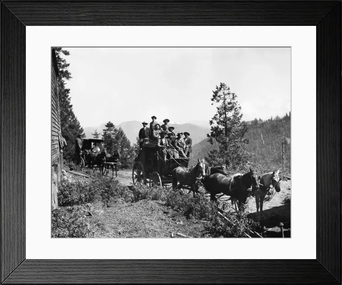 Framed Print : Oil Prospectors Riding Stage Coach Framed Print : Oil Prospectors Riding Stage Coach