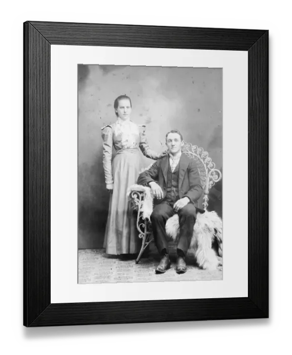 Framed Print : Man And Woman Posing Stiffly Framed Print : Man And Woman Posing Stiffly