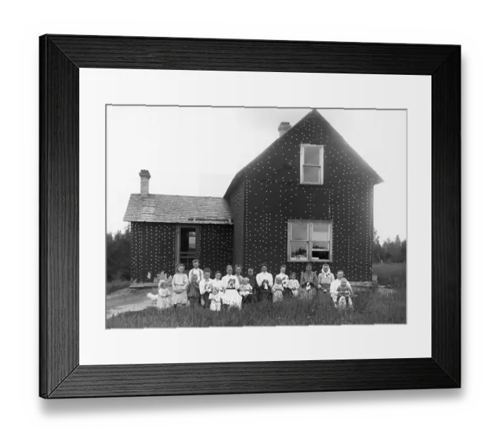 Framed Print : Pioneer Family in Front of Tarpaper Home Framed Print : Pioneer Family in Front of Tarpaper Home