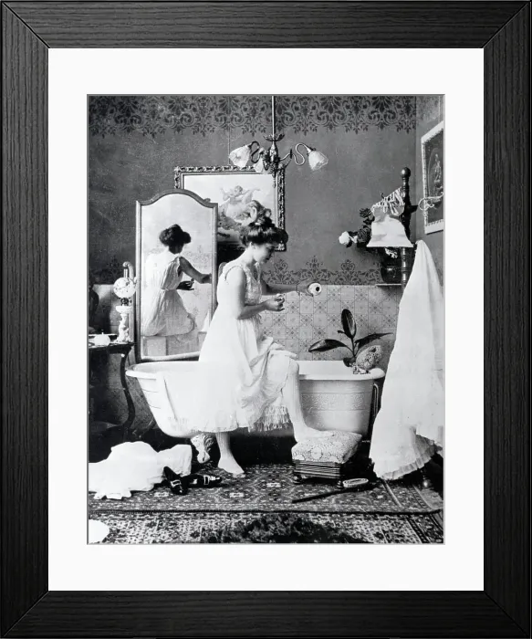 Framed Print : Victorian Lady Preparing Her Bath Framed Print : Victorian Lady Preparing Her Bath