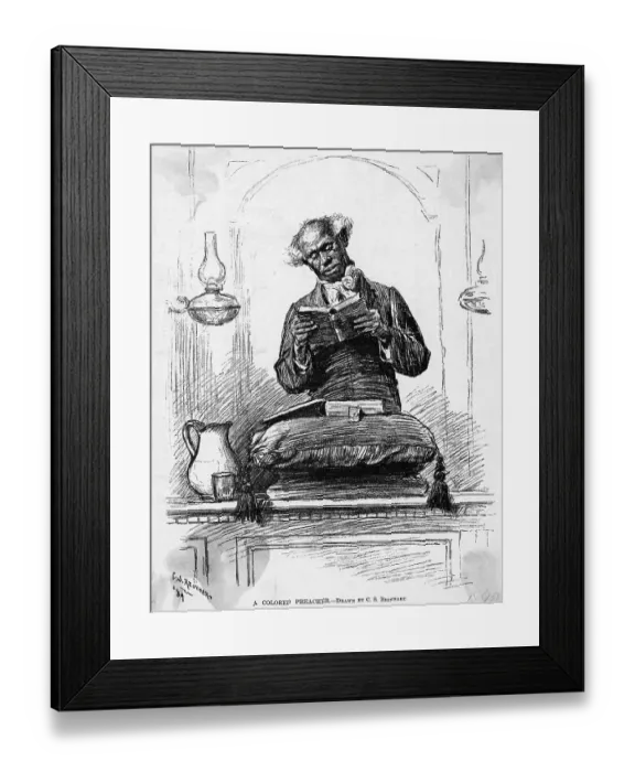Framed Print : Lithograph of a A Colored Preacher by Charles Stanley Reinhart