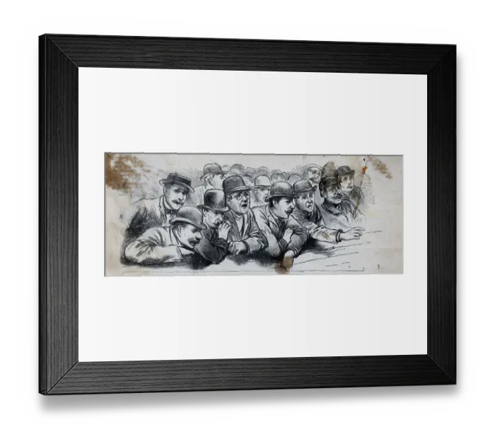 Framed Print : Crowd Of Men Watching And Pointing Framed Print : Crowd Of Men Watching And Pointing