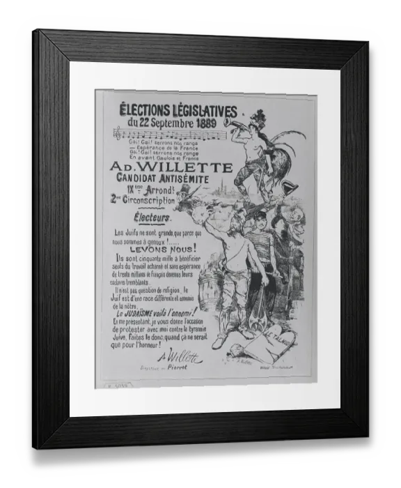 Framed Print : Anti-Semetic French Election Poster Framed Print : Anti-Semetic French Election Poster