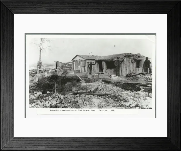 Framed Print : Workers Near Building at Makeshift Construction Site at Fort Keogh Framed Print : Workers Near Building at Makeshift Construction Site at Fort Keogh