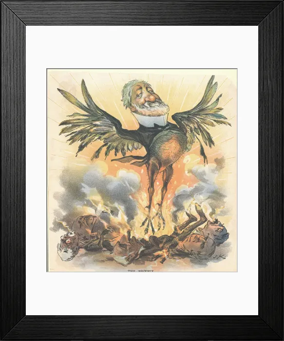 Framed Print : Cartoon of Political Creature Conquering Weaker Counterparts Framed Print : Cartoon of Political Creature Conquering Weaker Counterparts