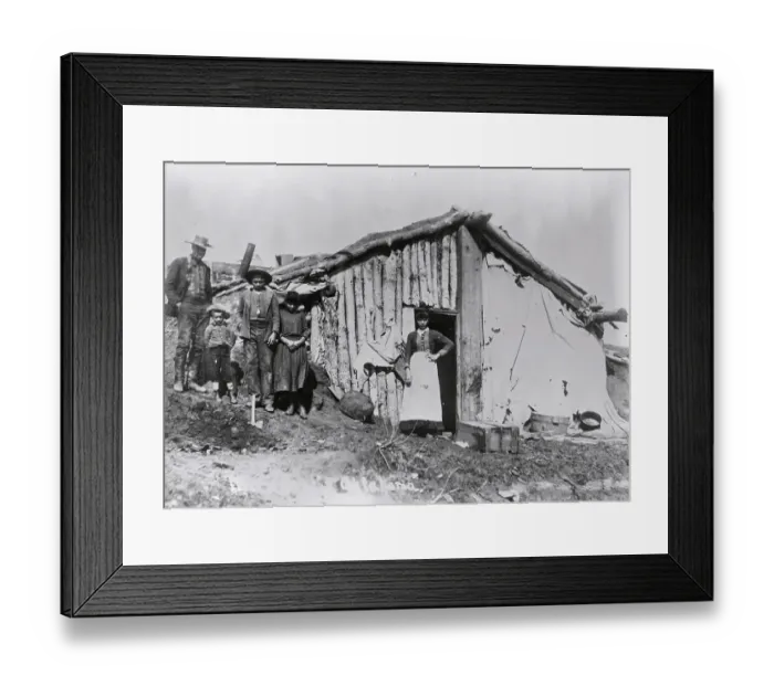 Framed Print : African American Family and Log Cabin Framed Print : African American Family and Log Cabin