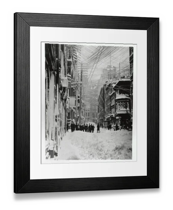 Framed Print : Early Snow Scene in New York City with Group of People Framed Print : Early Snow Scene in New York City with Group of People