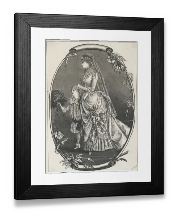 Framed Print : Bride Walking with Flower Girl Framed Print : Bride Walking with Flower Girl