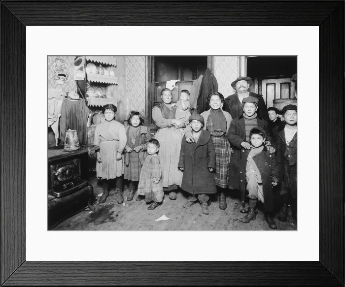 Framed Print : Immigrant Family in New Quarters Framed Print : Immigrant Family in New Quarters