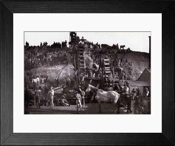Framed Print : Crowd Gathered at Mining Site Framed Print : Crowd Gathered at Mining Site