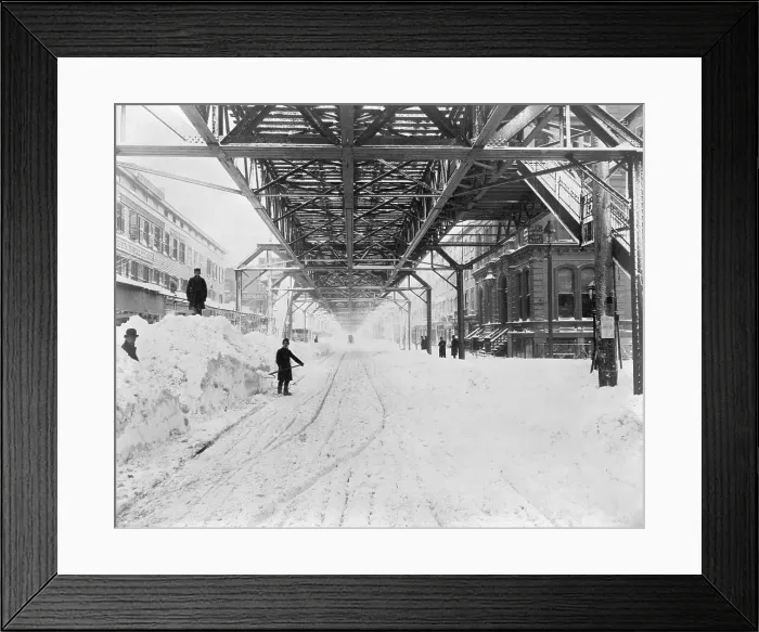 Framed Print : Workers Clearing After Blizzard Framed Print : Workers Clearing After Blizzard
