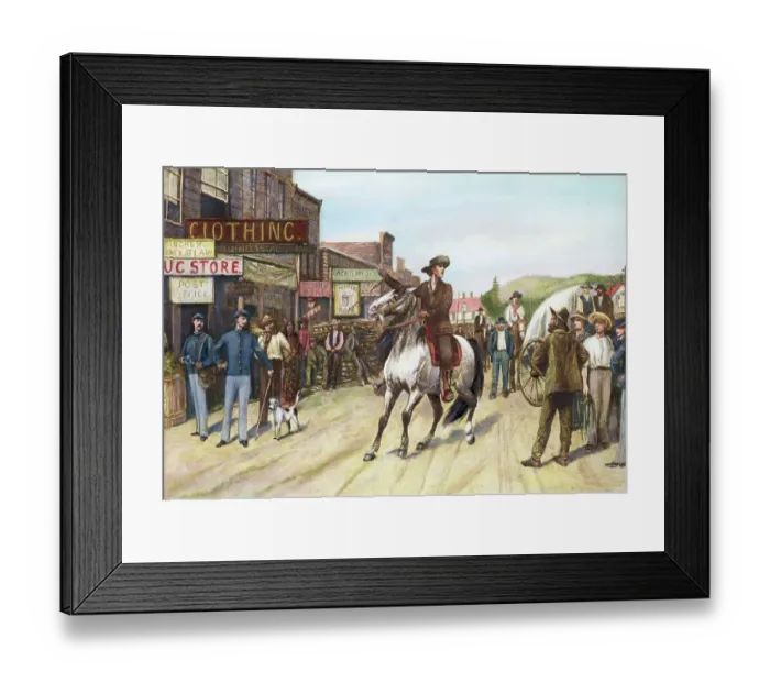 Framed Print : Man On Horseback In 1880S Midwest Town Framed Print : Man On Horseback In 1880S Midwest Town