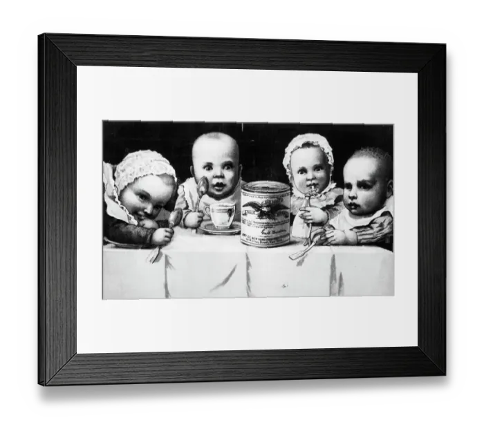 Framed Print : Trading Card Advertisement for Gail Borden Eagle Brand Condensed Milk Framed Print : Trading Card Advertisement for Gail Borden Eagle Brand Condensed Milk
