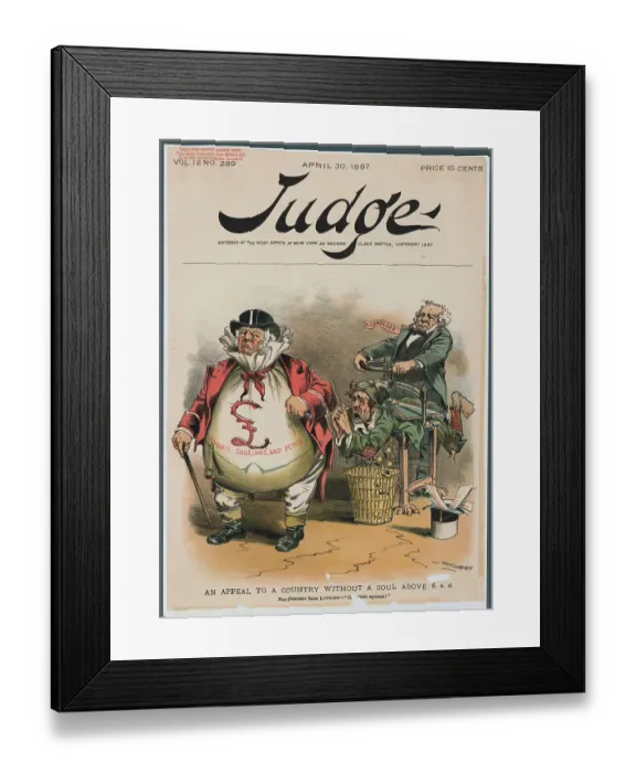 Framed Print : Cartoon on Landlord Taking Money from Faction Framed Print : Cartoon on Landlord Taking Money from Faction