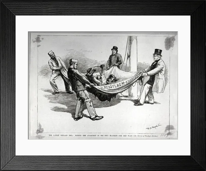 Framed Print : Tossing the Anarchist in the Red Flag