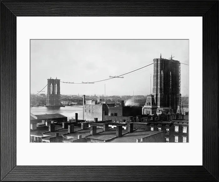 Framed Print : Brooklyn Bridge Under Construction Framed Print : Brooklyn Bridge Under Construction