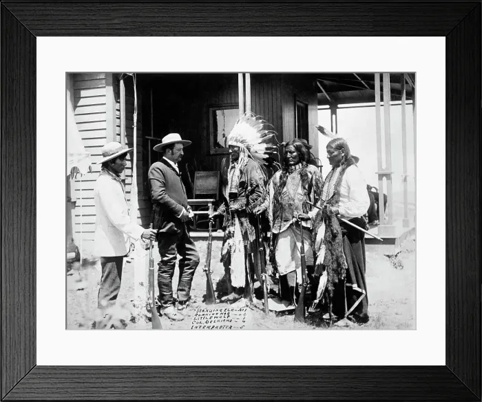 Framed Print : Interview Btwn Officer And Indians Framed Print : Interview Btwn Officer And Indians
