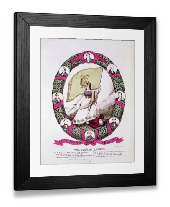 Framed Print : Irish History, The Fenian Banner, Lithograph Framed Print : Irish History, The Fenian Banner, Lithograph