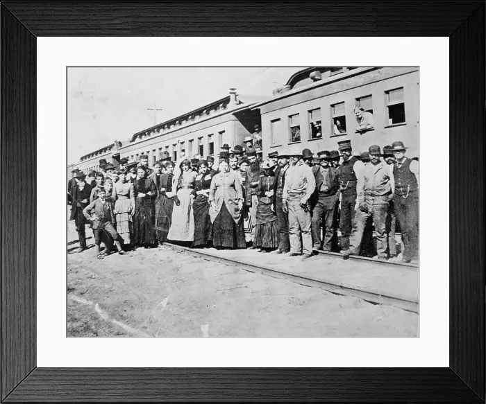 Framed Print : Large Crowd Posing in Different Costumes Framed Print : Large Crowd Posing in Different Costumes