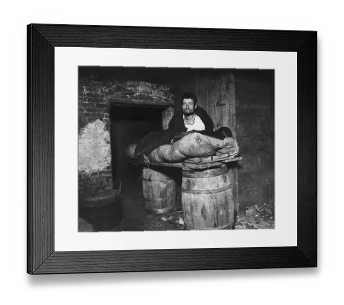 Framed Print : Homeless Man Sleeping On Makeshift Bed