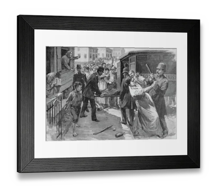 Framed Print : Commotion over Smallpox Patients Departure Framed Print : Commotion over Smallpox Patients Departure