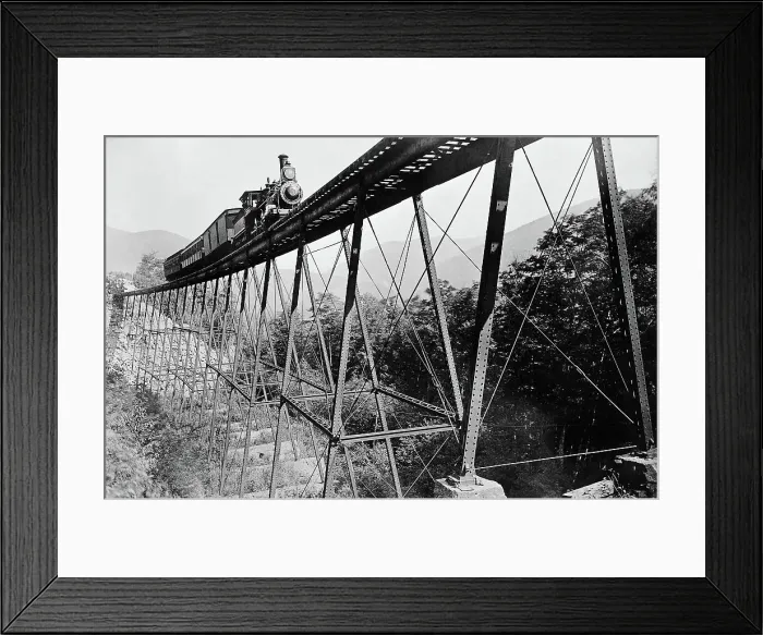 Framed Print : Train Crossing Railroad Trestle