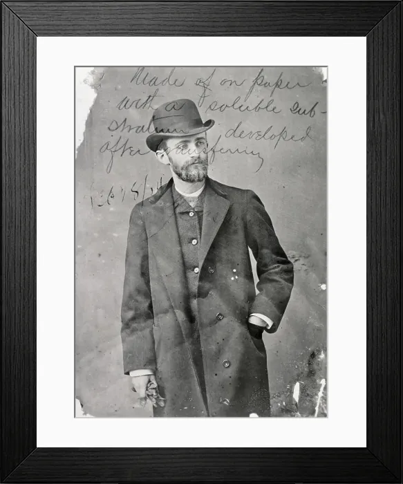 Framed Print : George Eastman as Model for New Film Framed Print : George Eastman as Model for New Film