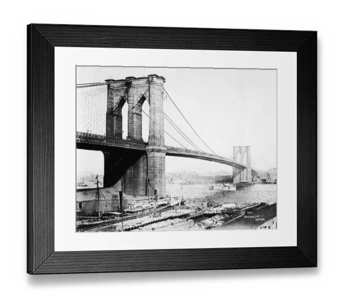 Framed Print : Steam Ship Passing Underneath Brooklyn Bridge Framed Print : Steam Ship Passing Underneath Brooklyn Bridge