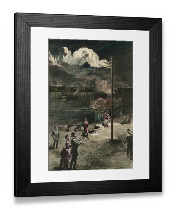 Framed Print : Citizens Gazing at Gas Exhaust from Well Framed Print : Citizens Gazing at Gas Exhaust from Well