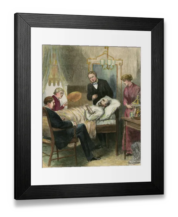 Framed Print : President James Garfield in Bed After Being Shot Framed Print : President James Garfield in Bed After Being Shot