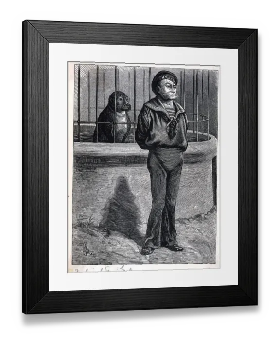 Framed Print : Sailor from HMS Seal Next to Actual Seal Framed Print : Sailor from HMS Seal Next to Actual Seal