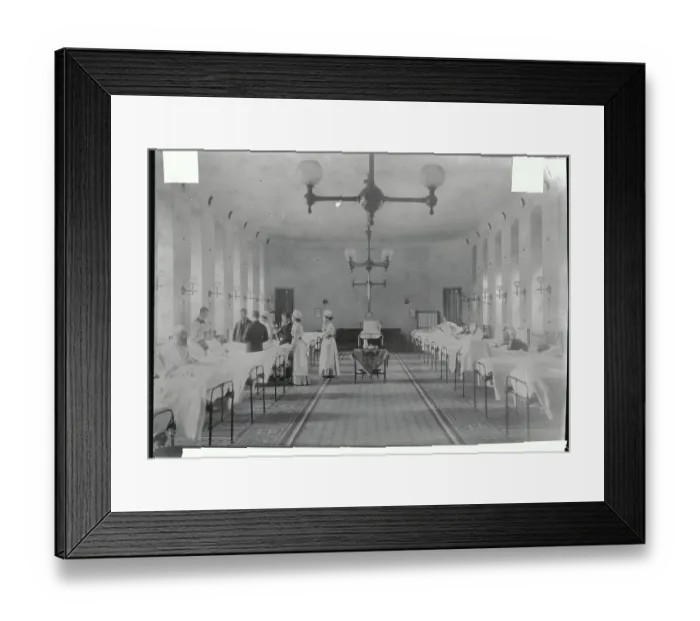 Framed Print : Hospital Scene with Doctors and Nurses and Patients Framed Print : Hospital Scene with Doctors and Nurses and Patients