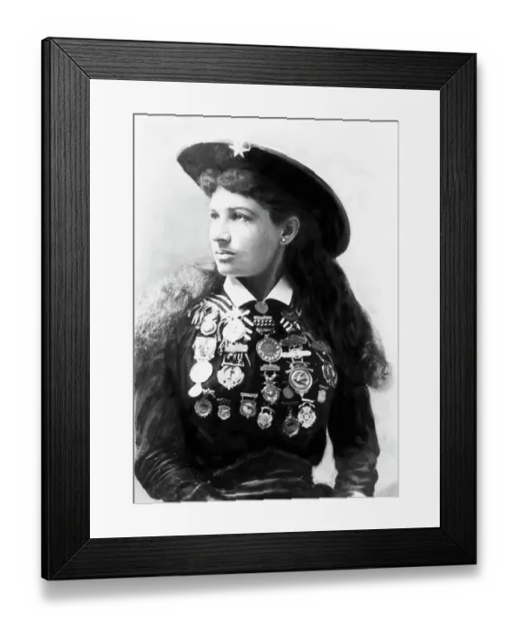 Framed Print : Annie Oakley Wearing Medals Framed Print : Annie Oakley Wearing Medals