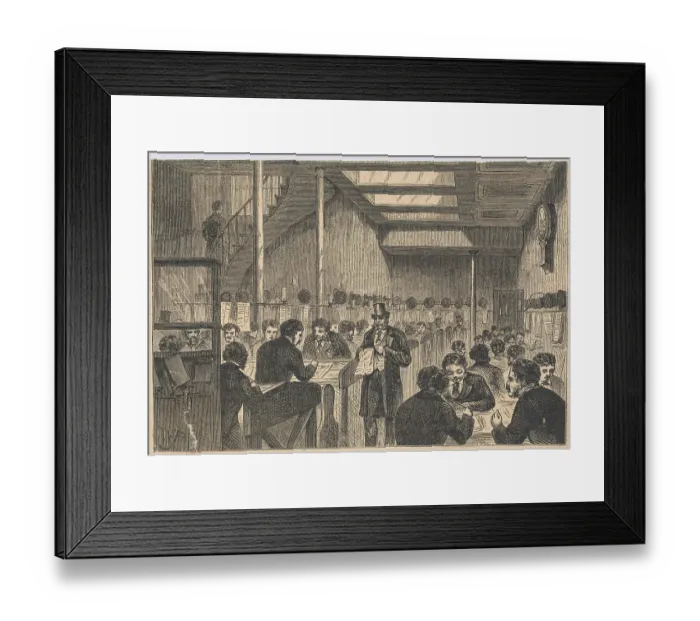 Framed Print : Interior of Early Bank with Customers Framed Print : Interior of Early Bank with Customers