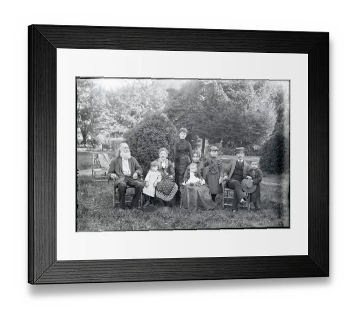 Framed Print : Family Posing on Lawn