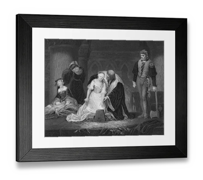 Framed Print : Engraving After The Execution of Lady Jane Grey by Paul Delaroche Framed Print : Engraving After The Execution of Lady Jane Grey by Paul Delaroche